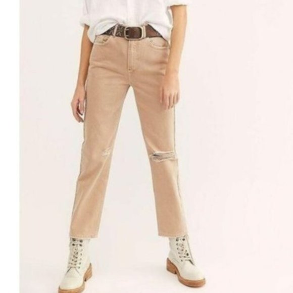 Free People Denim - New Free People Dakota Tan Straight Leg Jean